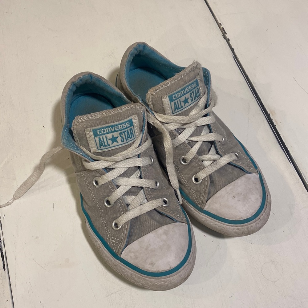 Gray & Teal Kids Converse Sneakers